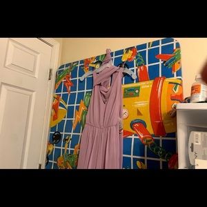 Purple jumpsuit bridesmaid dress